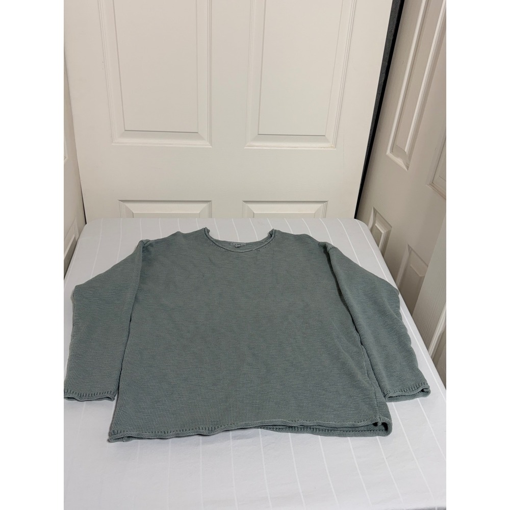 It Is Well LA Womens Sage Green 100% Cotton Knit Boxy Sweater Made in USA Size M